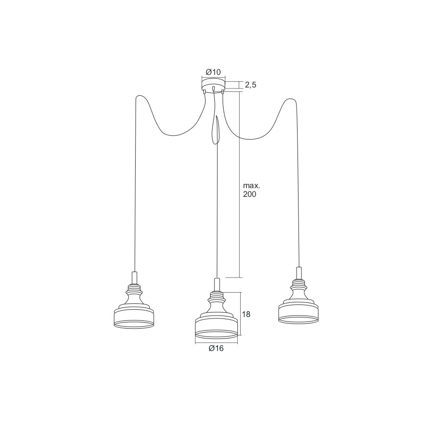 Argon 1354 - Πολύφωτο LED σε σχοινί TULUZA 3xLED/5W/230V