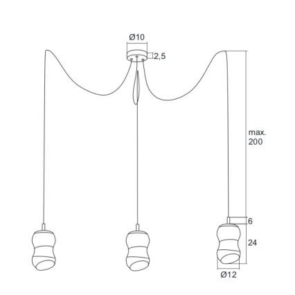 Argon 1357 - Πολύφωτο LED σε σχοινί GARDA 3xLED/5W/230V