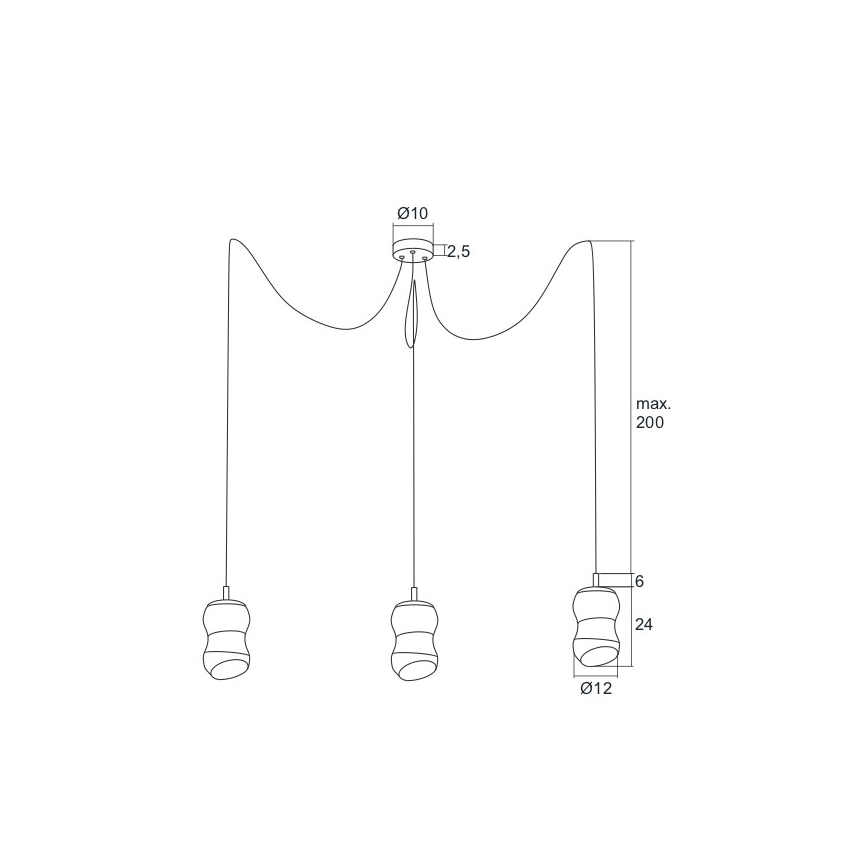Argon 1357 - Πολύφωτο LED σε σχοινί GARDA 3xLED/5W/230V