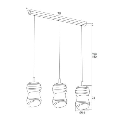 Argon 1366 - Πολύφωτο LED σε σχοινί COMO 3xLED/5W/230V