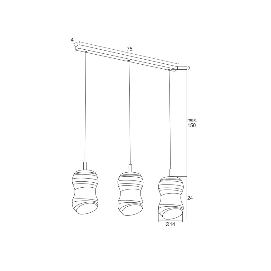 Argon 1366 - Πολύφωτο LED σε σχοινί COMO 3xLED/5W/230V