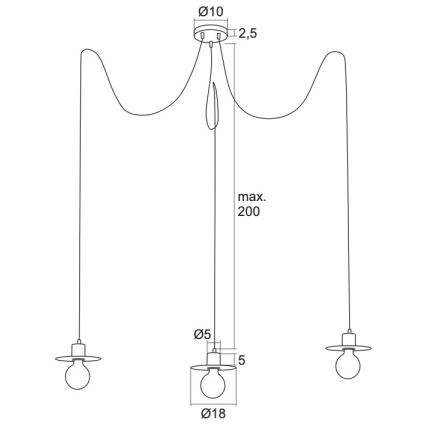 Argon 1377 - Κρεμαστό φωτιστικό οροφής CORSO 3xE27/15W/230V spider μαύρο