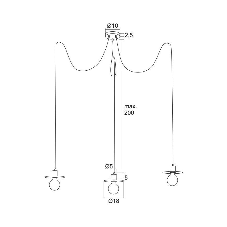 Argon 1377 - Κρεμαστό φωτιστικό οροφής CORSO 3xE27/15W/230V spider μαύρο