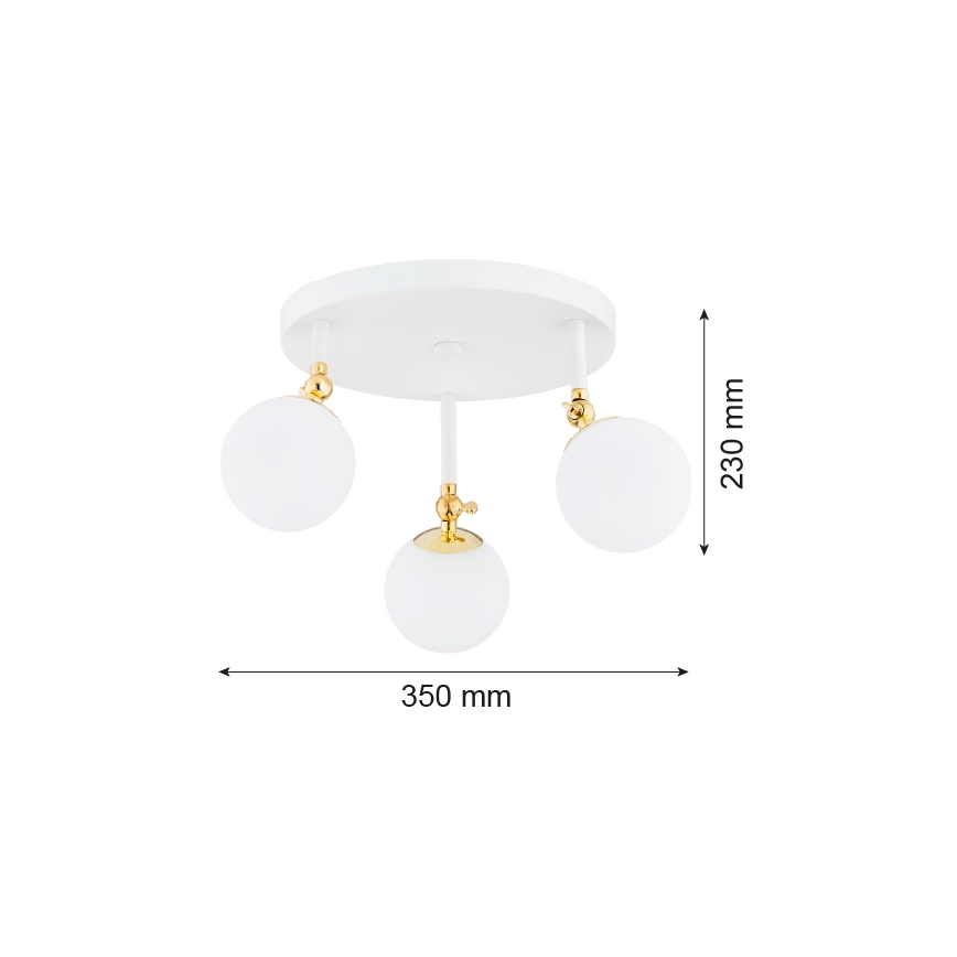 Argon 1434 - Σταθερό πολύφωτο μπάνιου LATINA 3xE14/7W/230V IP44 λευκό/χρυσαφί