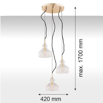 Argon 1462 - Πολύφωτο σε σχοινί CRUZ 3xE14/7W/230V