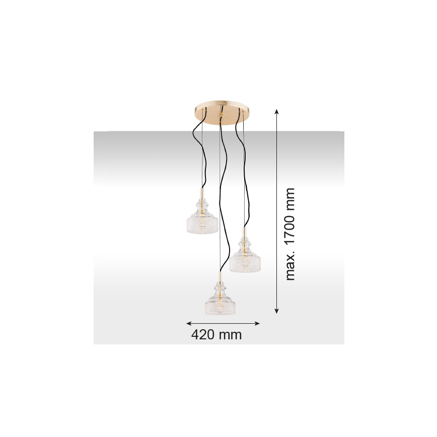 Argon 1462 - Πολύφωτο σε σχοινί CRUZ 3xE14/7W/230V