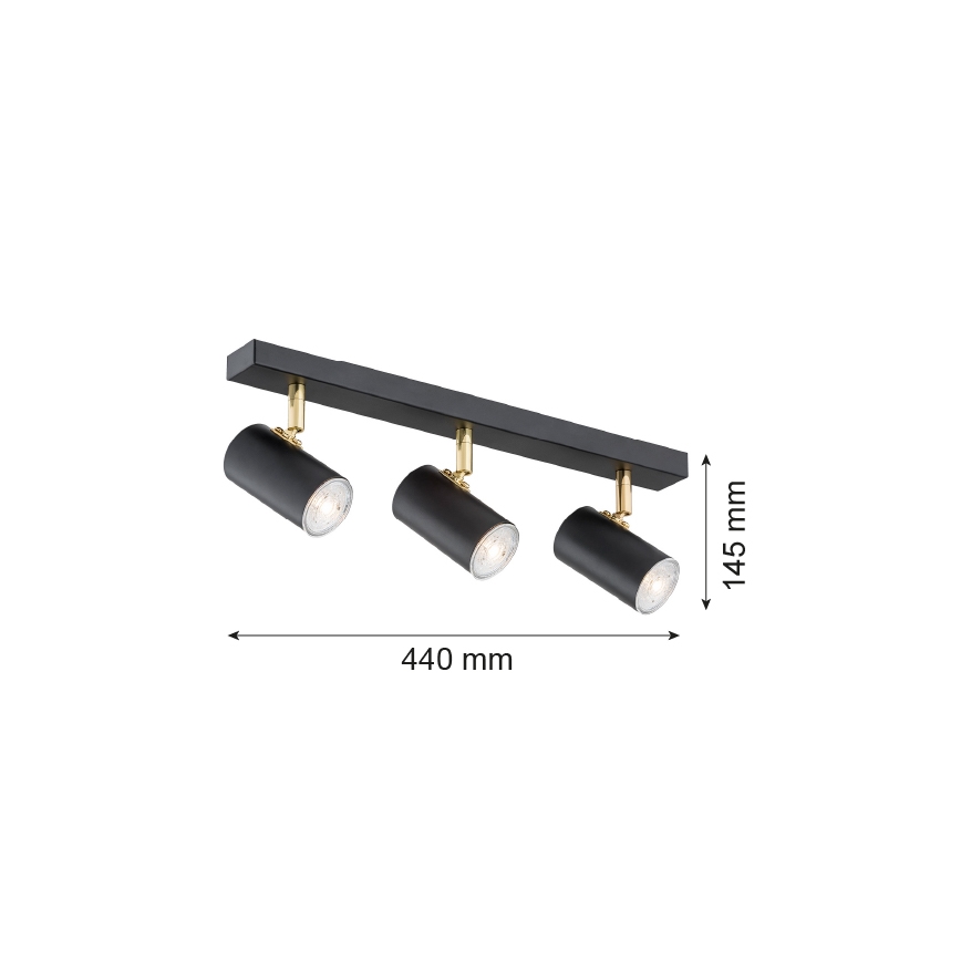 Argon 1476 - Φωτιστικό σποτ LAGOS 3xGU10/5W/230V μαύρο/ορείχαλκο