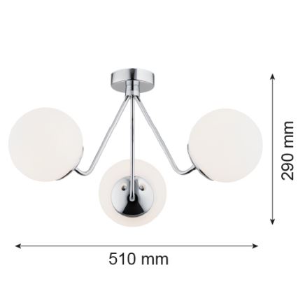 Argon 1477 - Πλαφονιέρα οροφής TOMAR 3xE27/15W/230V γυαλιστερό χρώμιο