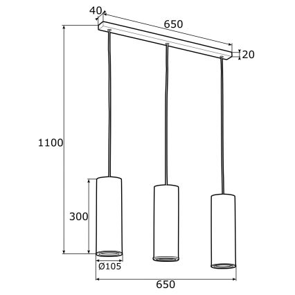 Argon 1486 - Κρεμαστό φωτιστικό οροφής ράγα LINEA 3xE27/15W/230V ορείχαλκος/μαύρο