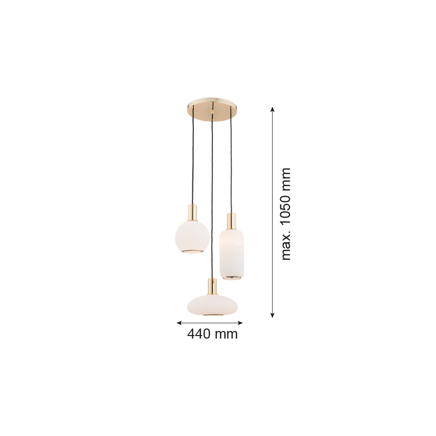 Argon 1489 - Κρεμαστό φωτιστικό οροφής τρίφωτο SAGUNTO 3xE27/15W/230V ορείχαλκος