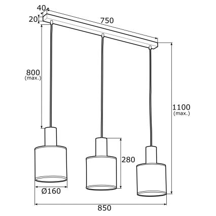 Argon 1490 - Κρεμαστό φωτιστικό οροφής ράγα HERMAN 3xE27/15W/230V ορείχαλκος/μαύρο