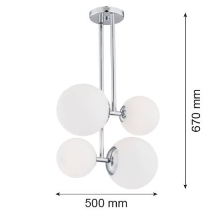 Argon 1646 - Πολύφωτο on a pole ASPEN 4xE27/15W/230V γυαλιστερό χρώμιο