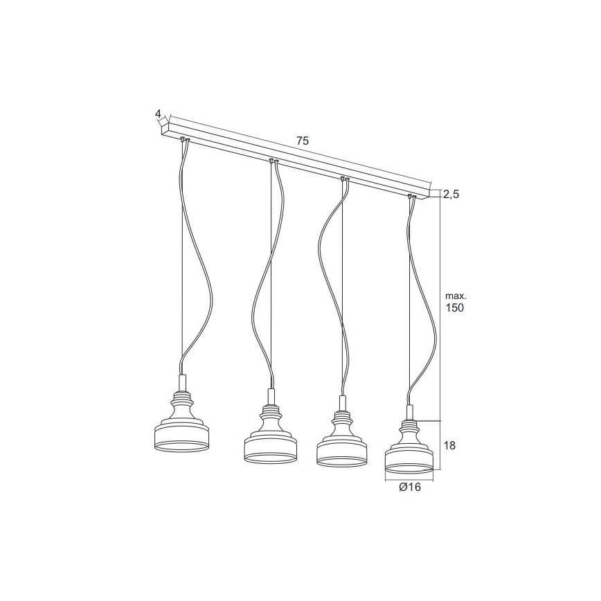 Argon 1650 - Πολύφωτο LED σε σχοινί TULUZA 4xLED/5W/230V