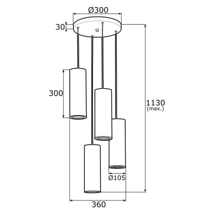 Argon 1693 - Πολύφωτο κρεμαστό 4xE27/15W/230V ορείχαλκος/μαύρο