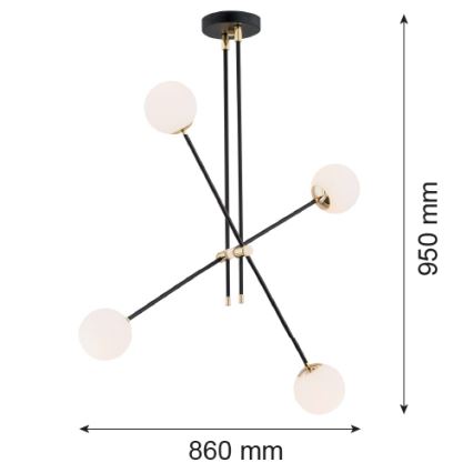 Argon 1696 - Πολύφωτο ABSTRACT 4xE14/7W/230V μαύρο