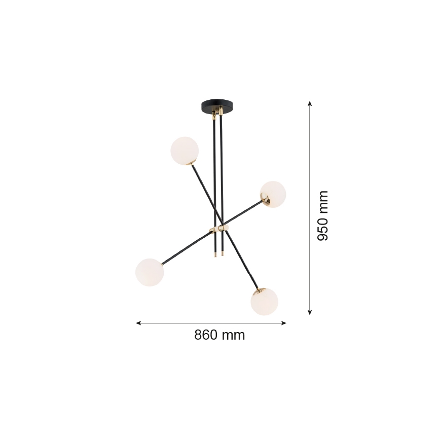 Argon 1696 - Πολύφωτο ABSTRACT 4xE14/7W/230V μαύρο