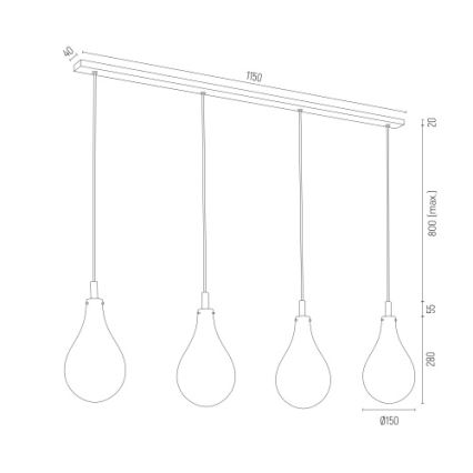 Argon 1740 - Πολύφωτο κρεμαστό OAKLAND 4xG9/6W/230V