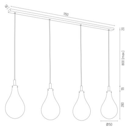 Argon 1741 - Πολύφωτο κρεμαστό ράγα OAKLAND 4xG9/6W/230V