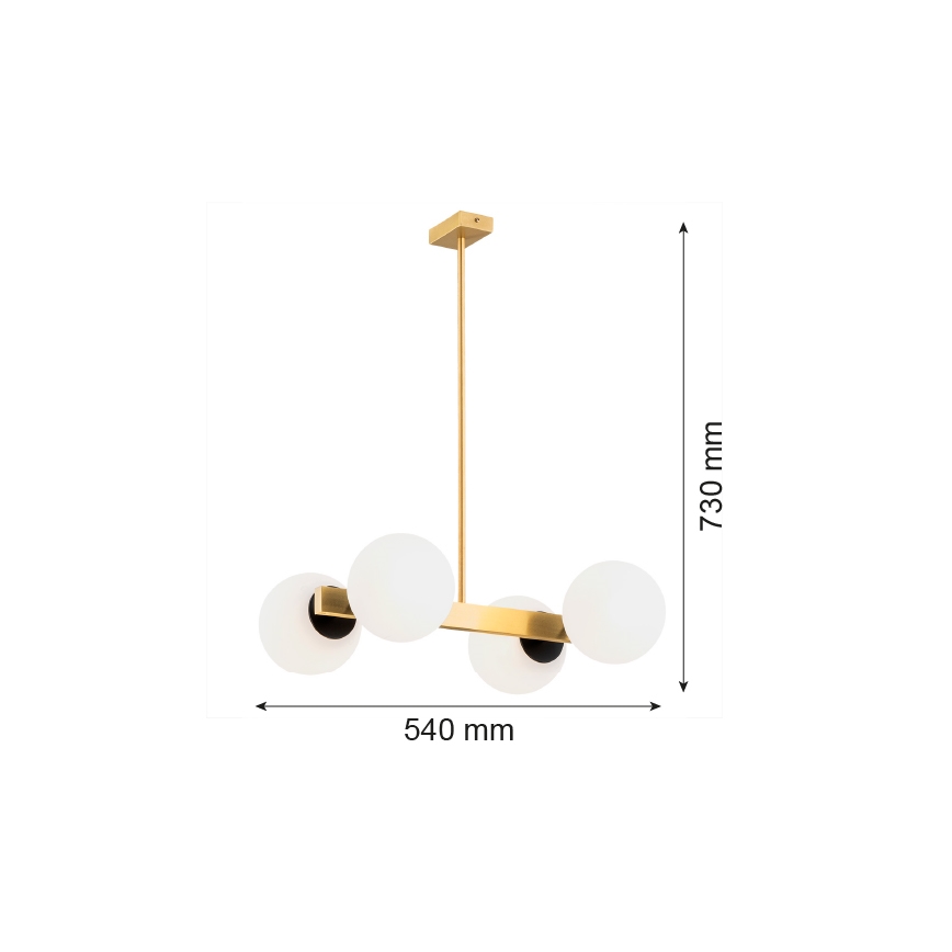 Argon 1767 - Κρεμαστό φωτιστικό οροφής FREEMONT 4xE27/15W/230V χρυσό/λευκό/μαύρο