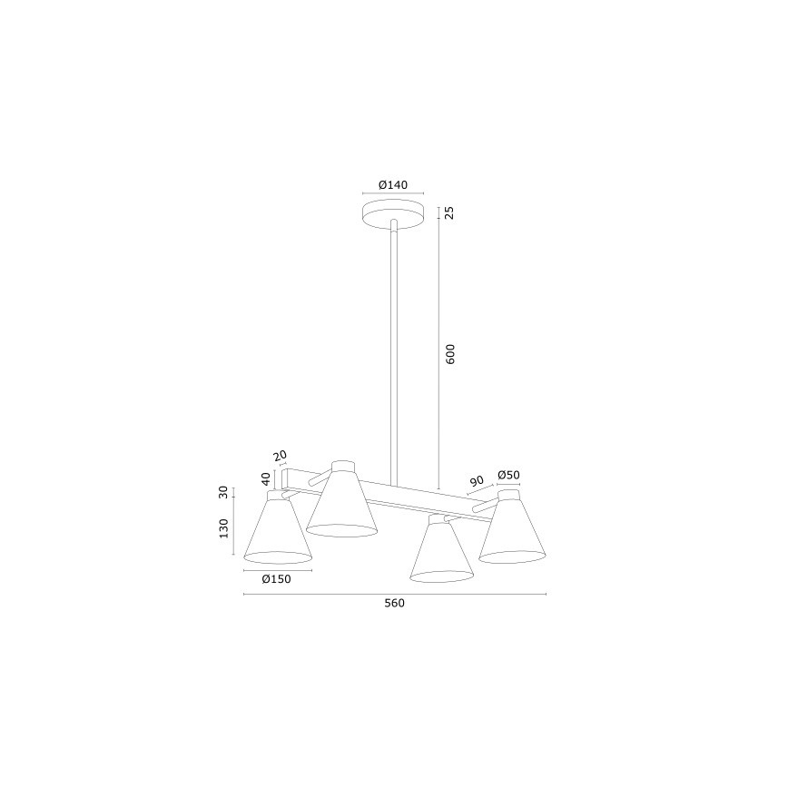 Argon 1773 -Κρεμαστό φωτιστικό οροφής AVALONE 4xE27/15W/230V λευκό/χρυσό