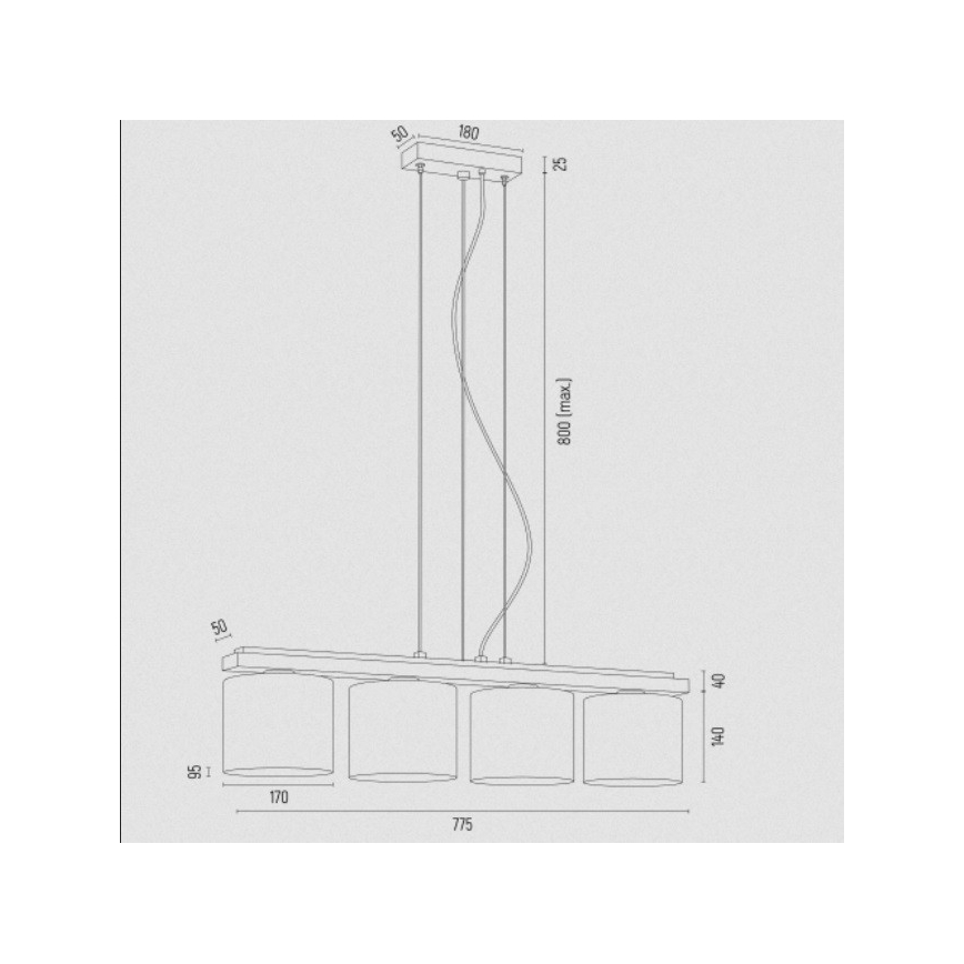 Argon 1814 - Κρεμαστό φωτιστικό οροφής CANOA 4xE27/15W/230V μαύρο