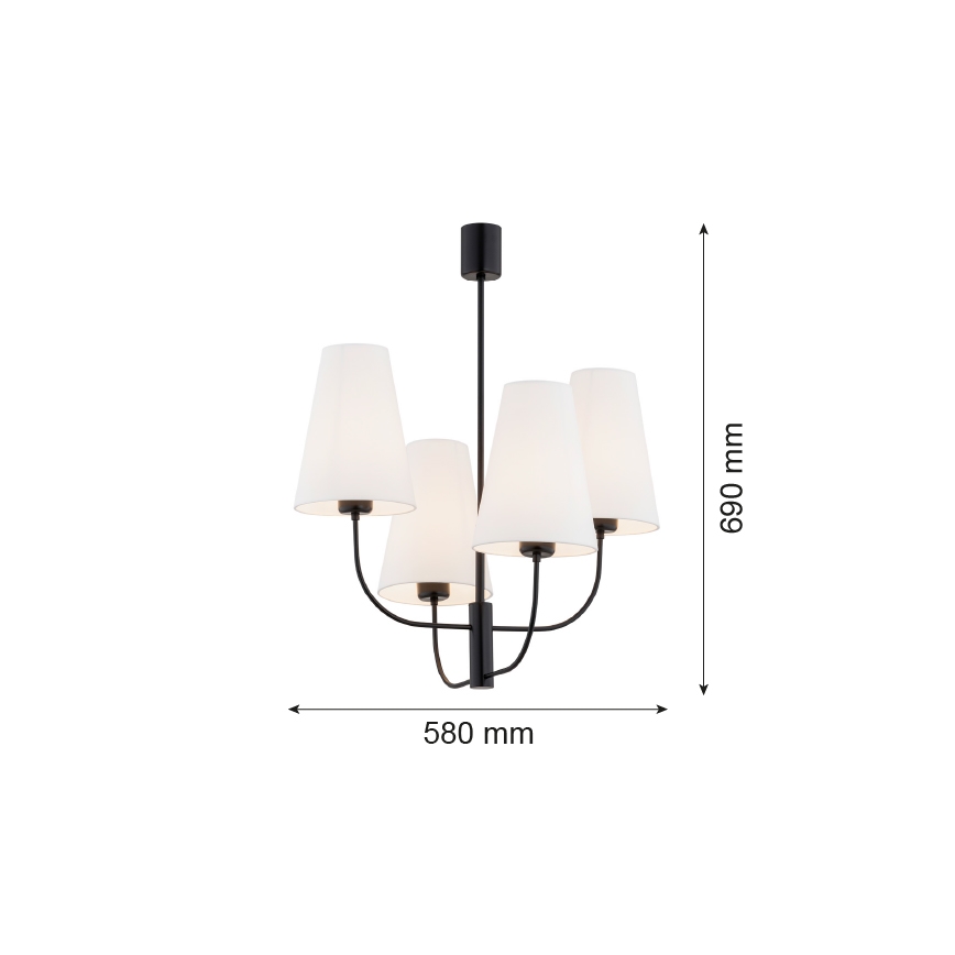 Argon 1822 - Κρεμαστό φωτιστικό SAFIANO 4xE27/15W/230V μαύρο