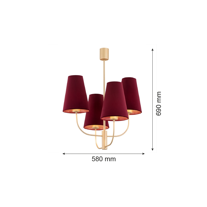 Argon 1827 - Κρεμαστό φωτιστικό SAFIANO 4xE27/15W/230V burgundy