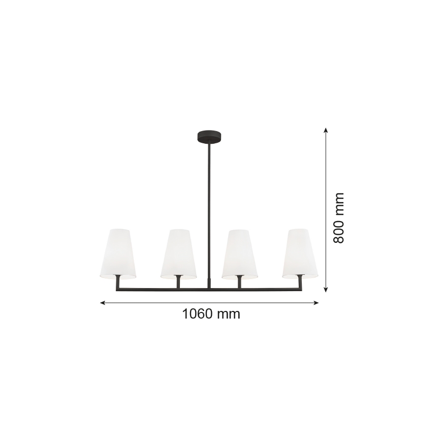 Argon 1831 - Κρεμαστό φωτιστικό SAFIANO 4xE27/15W/230V μαύρο
