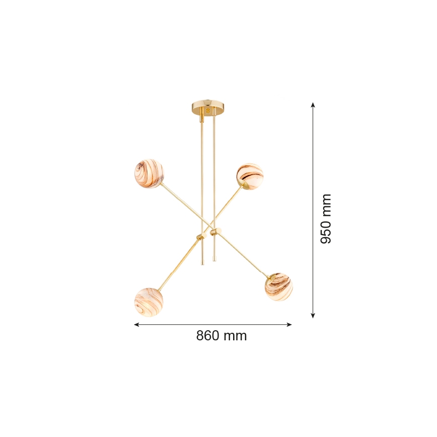 Argon 1840 - Κρεμαστό φωτιστικό ABSOS 4xE14/7W/230V αλαβάστρο χρυσαφί