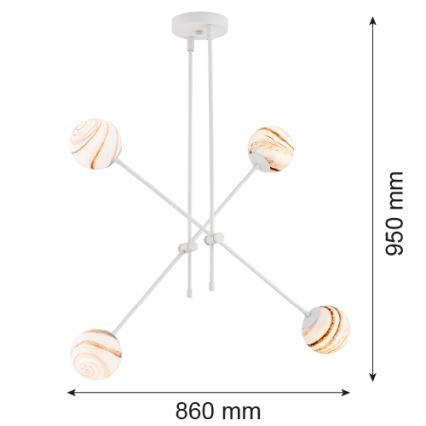 Argon 1841 - Κρεμαστό φωτιστικό ABSOS 4xE14/7W/230V αλαβάστρο λευκό