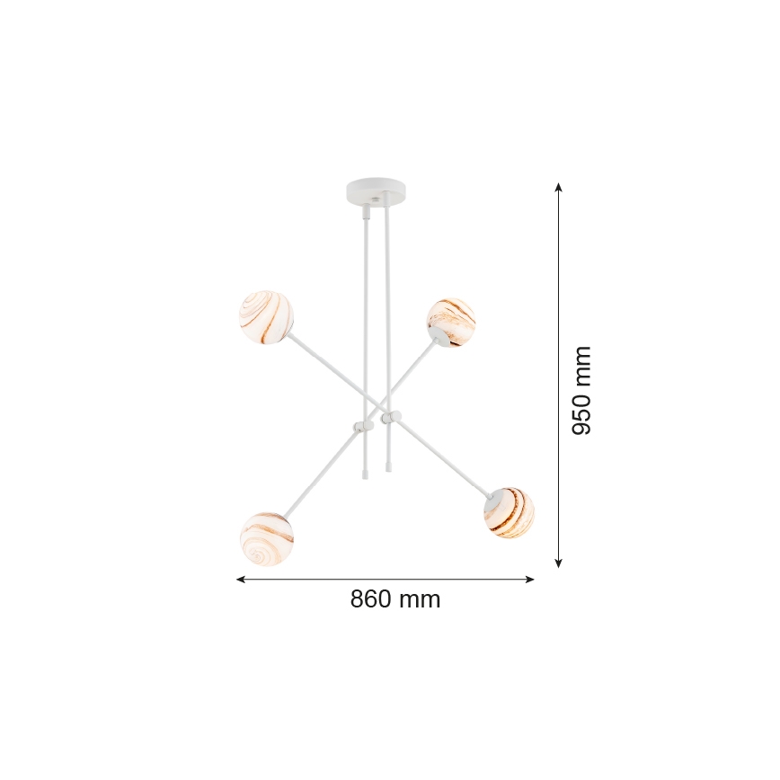 Argon 1841 - Κρεμαστό φωτιστικό ABSOS 4xE14/7W/230V αλαβάστρο λευκό