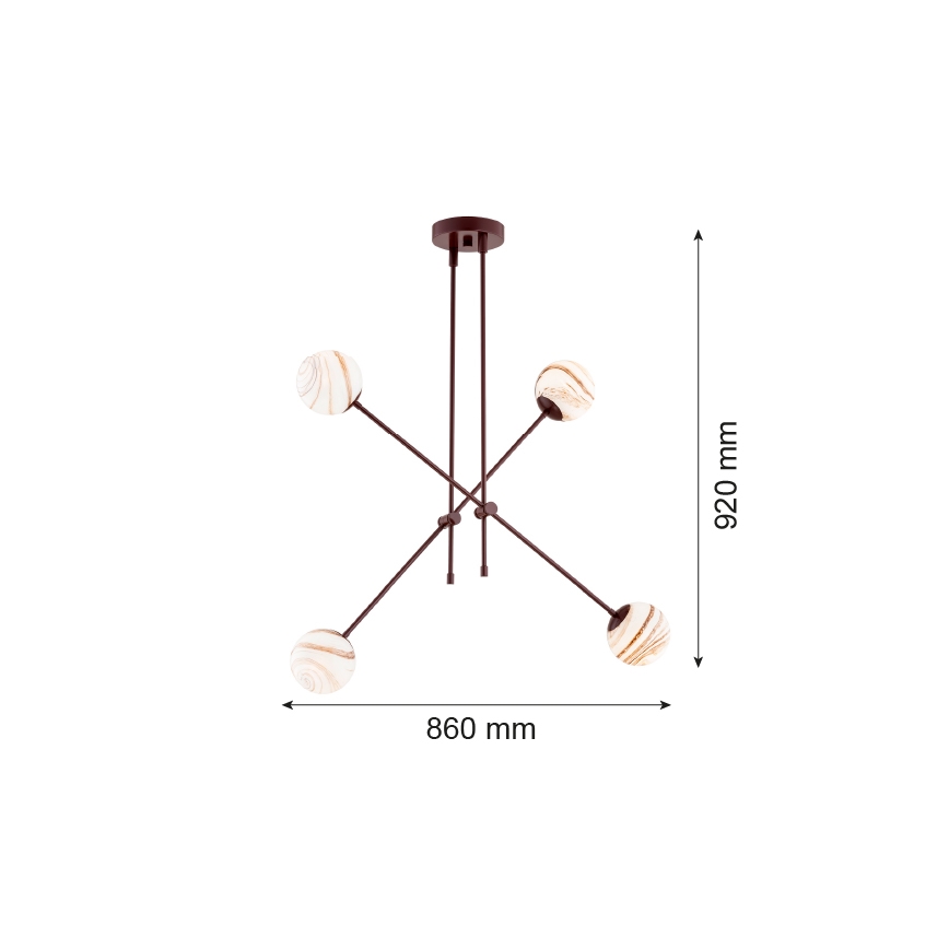 Argon 1842 - Κρεμαστό φωτιστικό ABSOS 4xE14/7W/230V αλαβάστρο καφέ