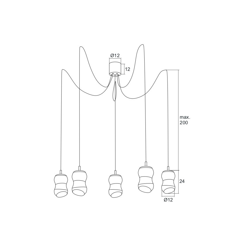Argon 2073 - Πολύφωτο LED σε σχοινί GARDA 5xLED/5W/230V