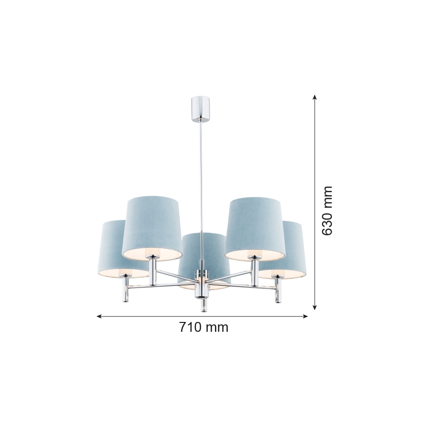 Argon 2076 - Κρεμαστό φωτιστικό BOLZANO 5xE27/15W/230V γκρι
