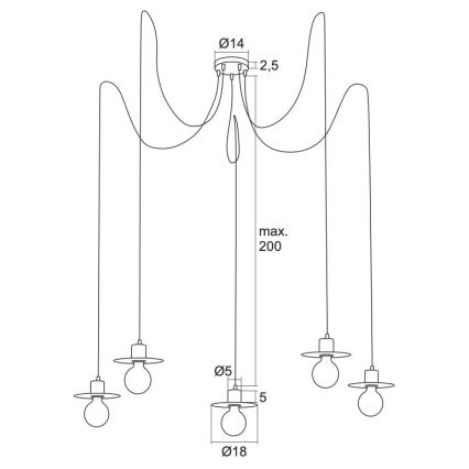 Argon 2079 - Κρεμαστό φωτιστικό οροφής CORSO 5xE27/15W/230V spider γυαλιστερό χρώμιο