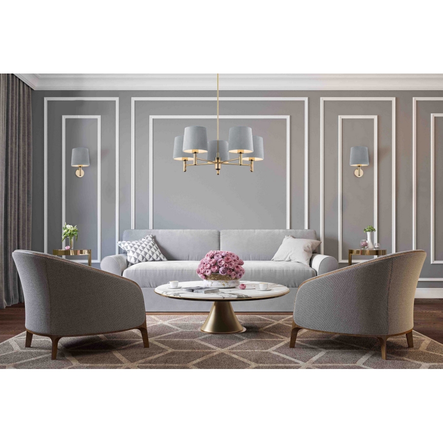 Argon 2085 - Πολύφωτο PONTE 5xE27/15W/230V μπρούτζινο/μπλε