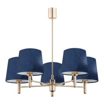 Argon 2086 - Φωτιστικό οροφής PONTE 5xE27/15W/230V ορείχαλκος/μπλε