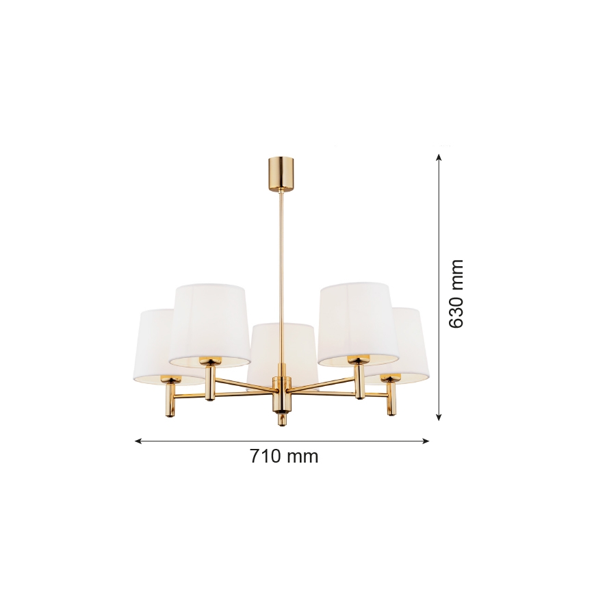 Argon 2106 - Πολύφωτο κρεμαστό PONTE 5xE27/15W/230V ορείχαλκος/κρεμ