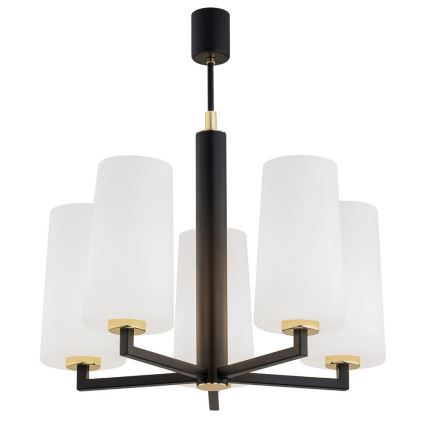 Argon 2114 - Κρεμαστό φωτιστικό οροφής CAMELOT PLUS 5xE27/15W/230V μαύρο/λευκό/χρυσό