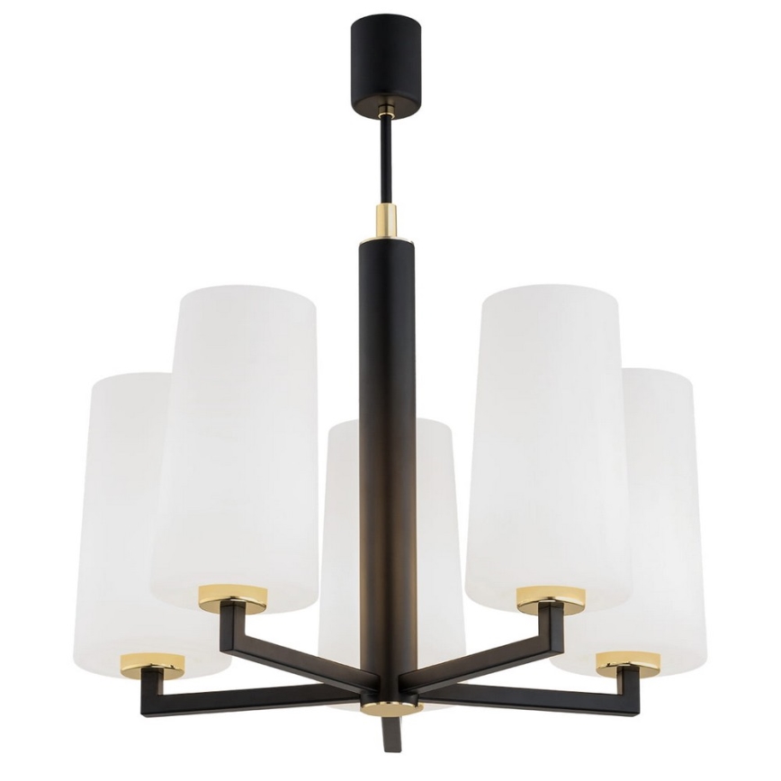 Argon 2114 - Κρεμαστό φωτιστικό οροφής CAMELOT PLUS 5xE27/15W/230V μαύρο/λευκό/χρυσό