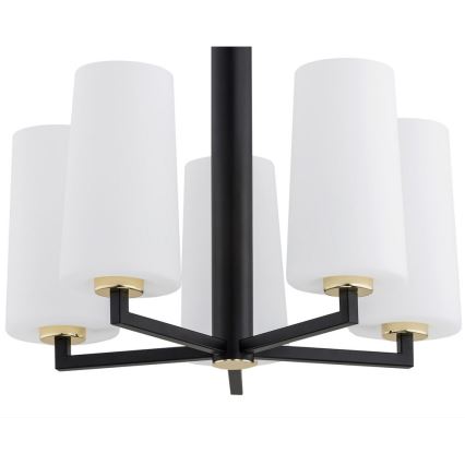 Argon 2114 - Κρεμαστό φωτιστικό οροφής CAMELOT PLUS 5xE27/15W/230V μαύρο/λευκό/χρυσό