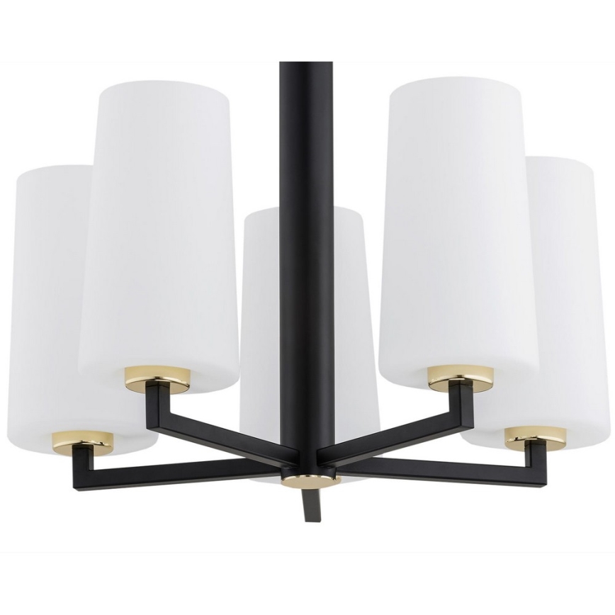 Argon 2114 - Κρεμαστό φωτιστικό οροφής CAMELOT PLUS 5xE27/15W/230V μαύρο/λευκό/χρυσό