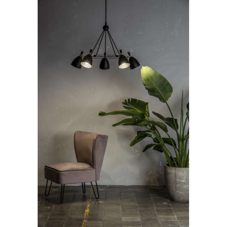 Argon 2117 - Κρεμαστό φωτιστικό οροφής CHARLOTTE 5xE27/15W/230V λευκό/χρυσό