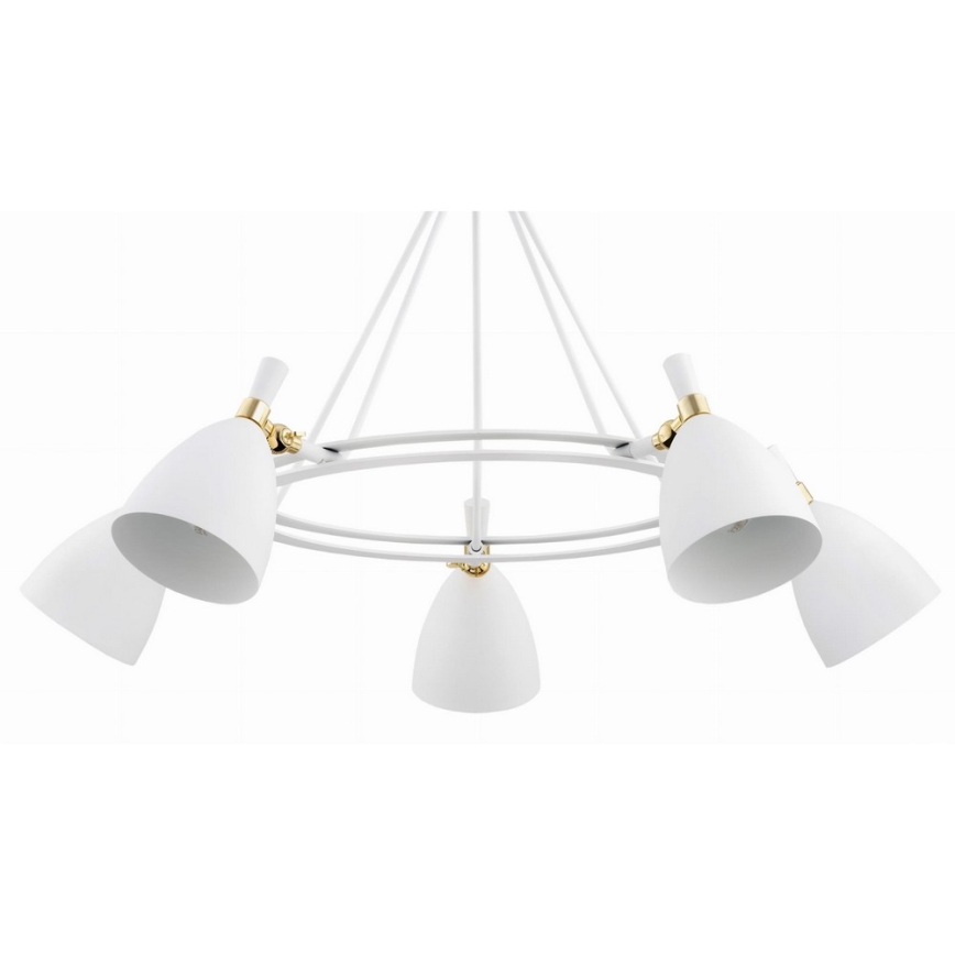 Argon 2117 - Κρεμαστό φωτιστικό οροφής CHARLOTTE 5xE27/15W/230V λευκό/χρυσό