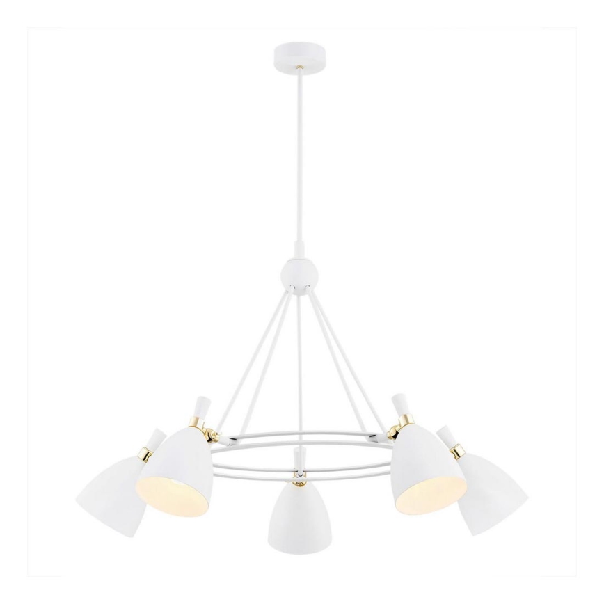 Argon 2117 - Κρεμαστό φωτιστικό οροφής CHARLOTTE 5xE27/15W/230V λευκό/χρυσό