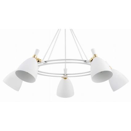Argon 2117 - Κρεμαστό φωτιστικό οροφής CHARLOTTE 5xE27/15W/230V λευκό/χρυσό