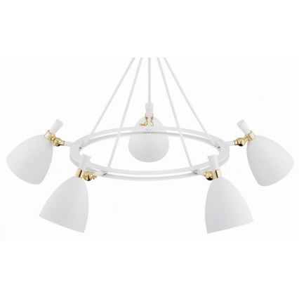 Argon 2117 - Κρεμαστό φωτιστικό οροφής CHARLOTTE 5xE27/15W/230V λευκό/χρυσό