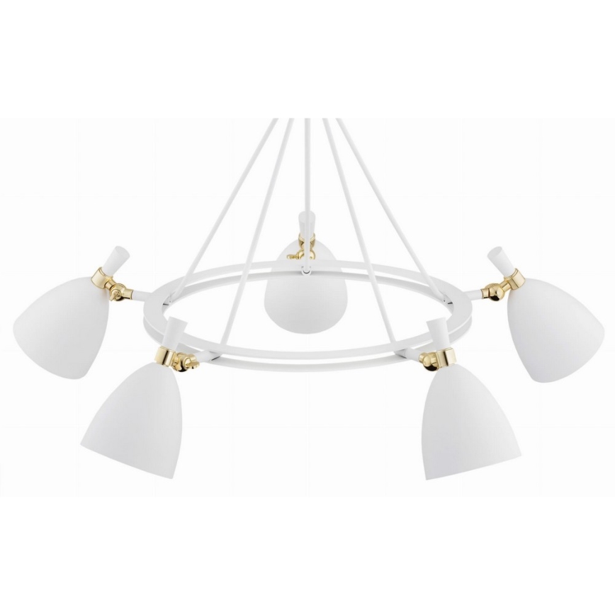 Argon 2117 - Κρεμαστό φωτιστικό οροφής CHARLOTTE 5xE27/15W/230V λευκό/χρυσό