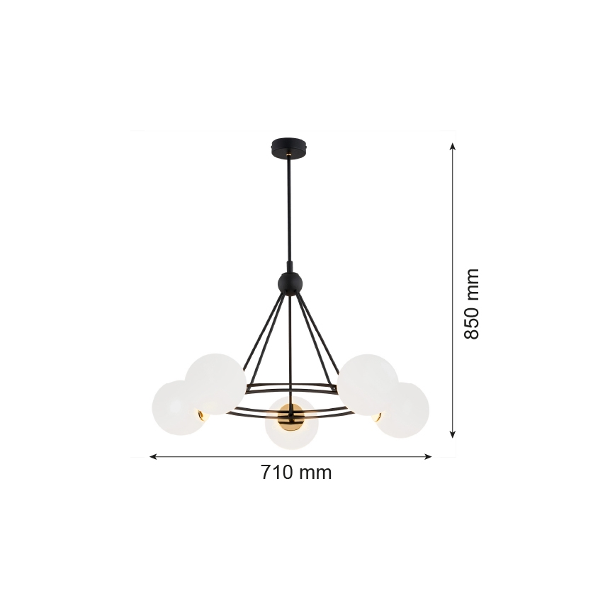 Argon 2119 - Κρεμαστό φωτιστικό οροφής AMALFI 5xE27/15W/230V μαύρο/λευκό