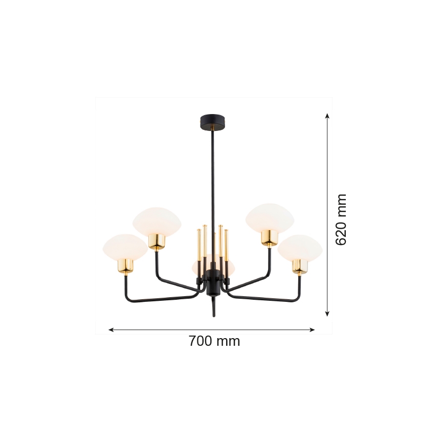 Argon 2128 - Κρεμαστό φωτιστικό RAVELLO 5xE14/15W/230V μαύρο/χρυσό